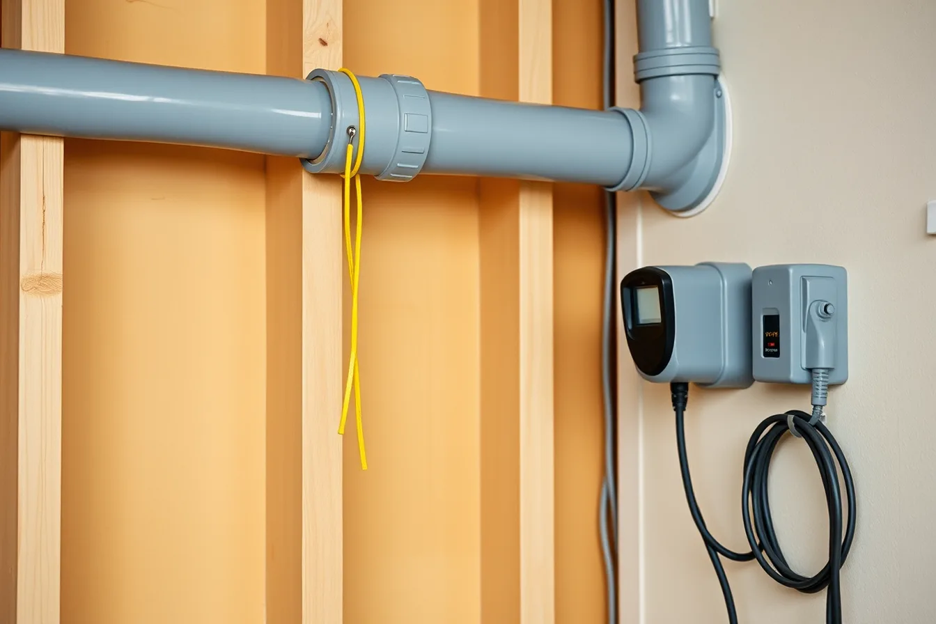 Oversized conduit with pull string beside a wall-mounted EV charger plug. How to plan a future-ready EV charger installation setup
