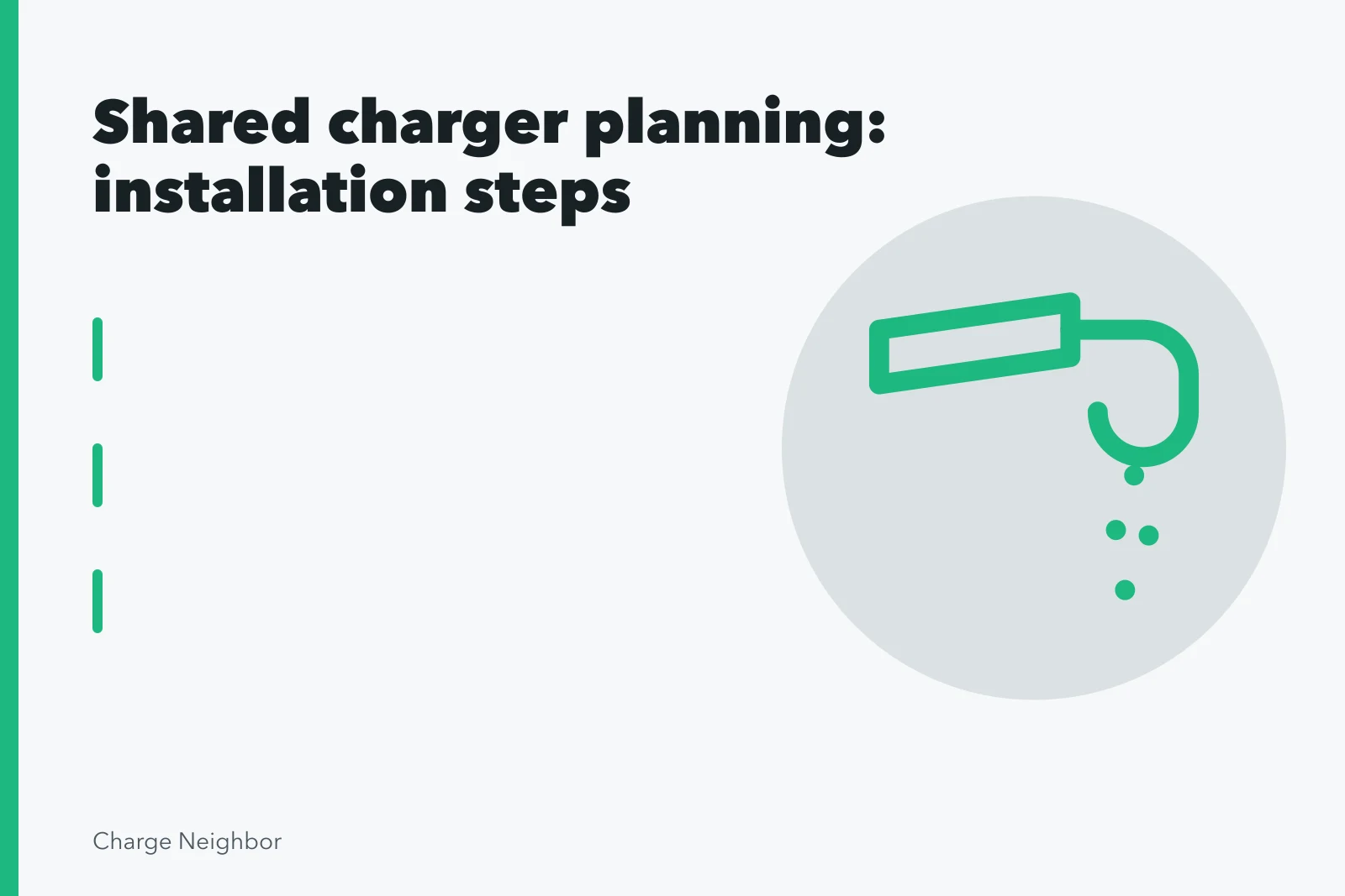EV charging station charger plug ready to connect to a car. Shared charger planning: installation steps