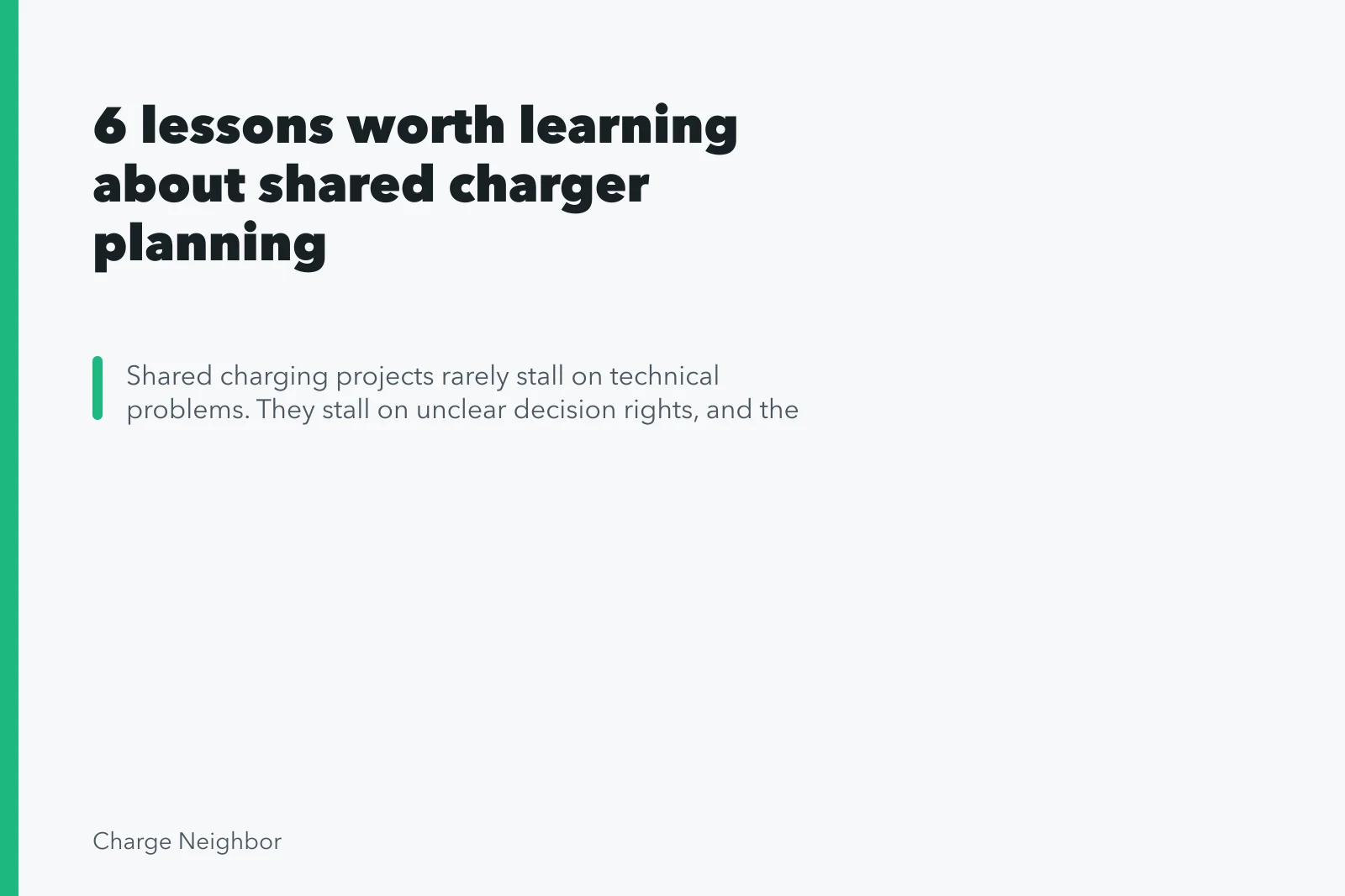 6 lessons worth learning about shared charger planning. Shared charger planning mistakes that cause delays